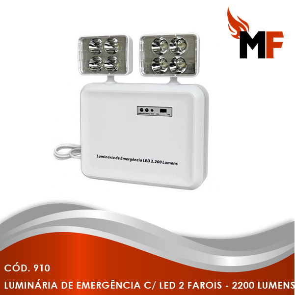 *Iluminação de Emergência com Led 2 Farois - 2200 Lumens