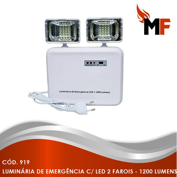 *Iluminação de Emergência com Led 2 Farois - 1200 Lumens